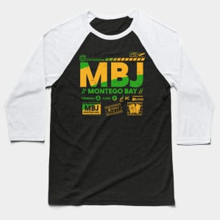 Vintage Montego Bay MBJ Airport Code Travel Day Retro Travel Tag Jamaica Baseball T-Shirt